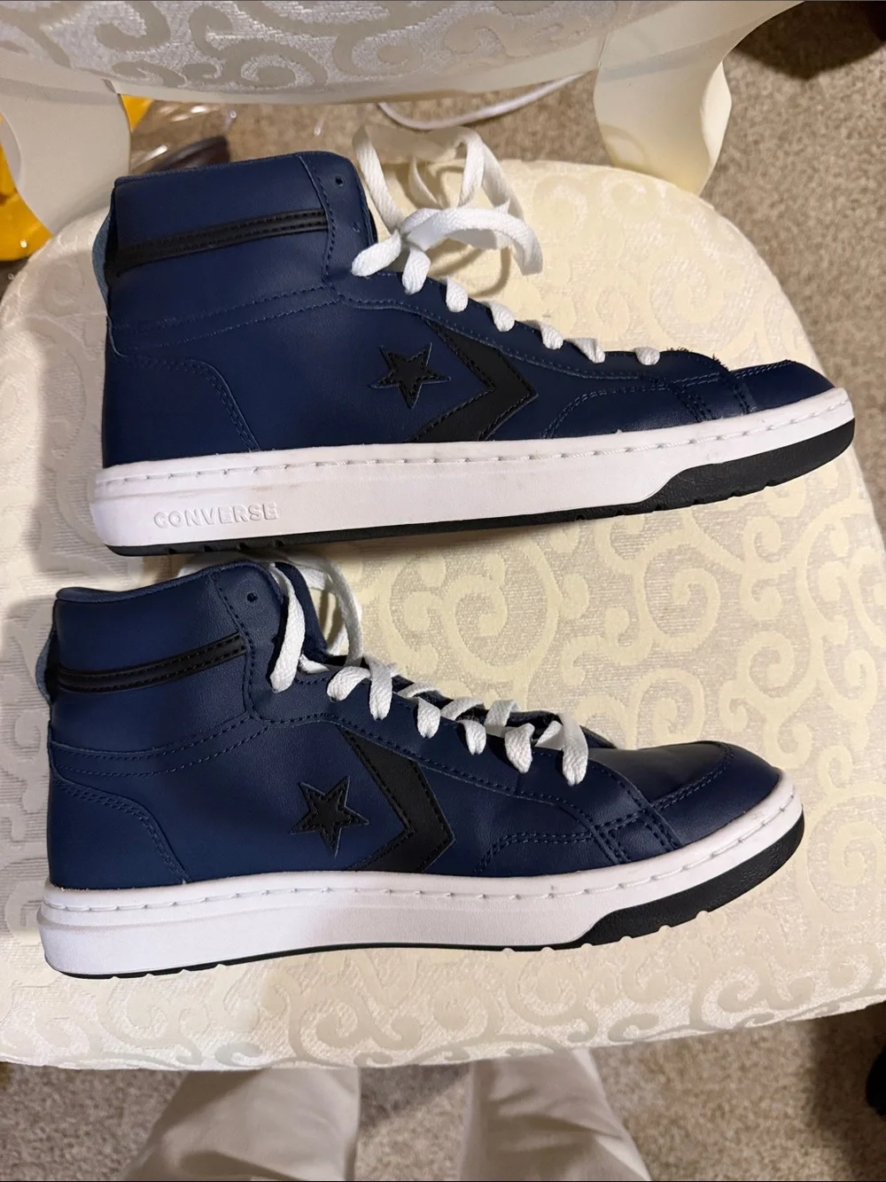 Converse Men's Navy High-Top Sneakers with White Laces